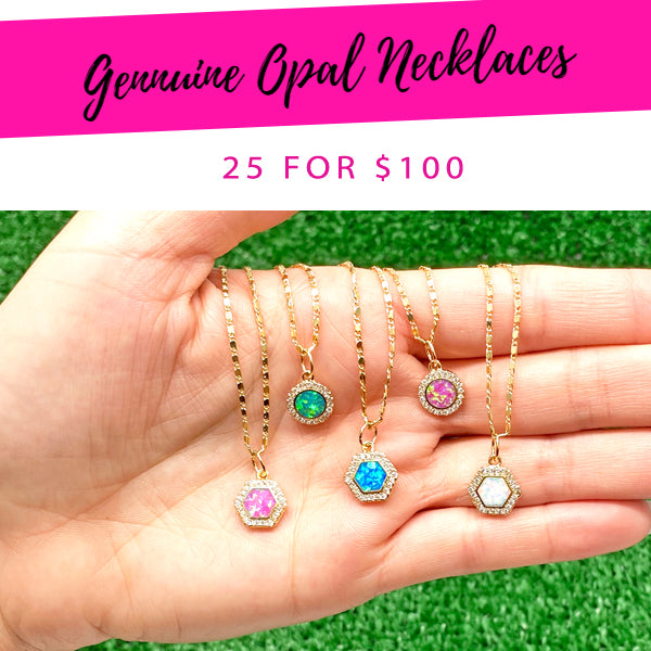 Gold Filled Necklace — 25 Genuine Opal Necklaces $4.00 each for $ — main product view — SKU 139366 | Oro Laminado collar — 25 Genuine Opal Necklaces $4.00 each for $ — SKU 139366