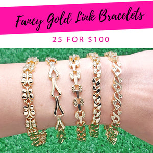 Gold Filled Bracelet — 25 Fancy Link Bracelets $4.00 each for $ — main product view — SKU 139367 | Oro Laminado brazalete — 25 elegante Link Bracelets $4.00 each for $ — SKU 139367