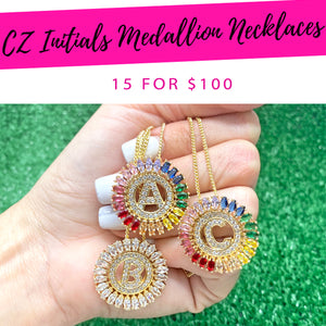 Gold Filled Necklace — 15 CZ Initials Medallion Necklaces $6.67 each for — main product view — SKU 139370 | Oro Laminado collar — 15 CZ Initials Medallion Necklaces $6.67 each for — SKU 139370