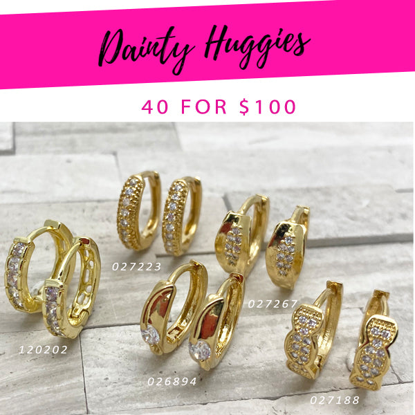Gold Filled Jewelry — 40 Dainty Huggies $2.50 each for $ — main product view — SKU 139374 | Oro Laminado joyería — 40 Dainty Huggies $2.50 each for $ — SKU 139374