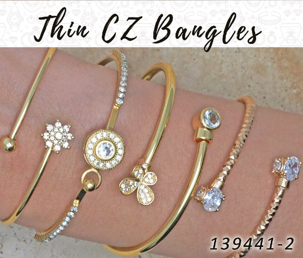 Gold Filled Jewelry — 15 Thin Zirconia Bangles in $6.67 ea — alternate product view — SKU 139441 | Oro Laminado joyería — 15 Thin Zirconia Bangles in $6.67 ea — SKU 139441