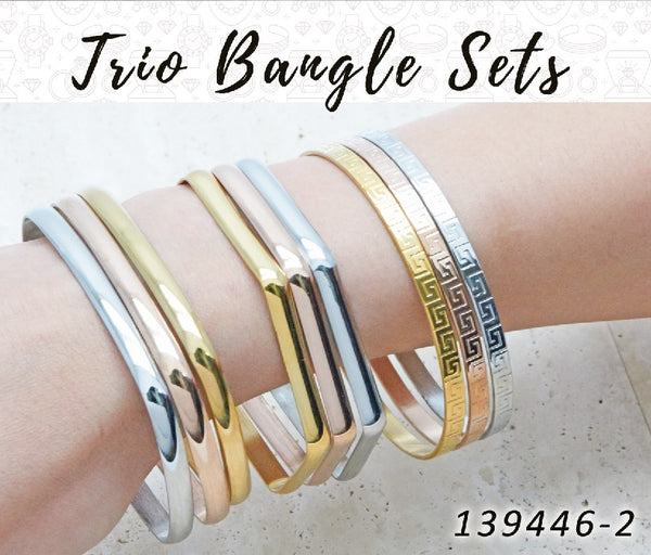 Gold Filled Jewelry — 18 Trio Bangle Sets in $5.55 ea — alternate product view — SKU 139446 | Oro Laminado joyería — 18 Trio Bangle Sets in $5.55 ea — SKU 139446