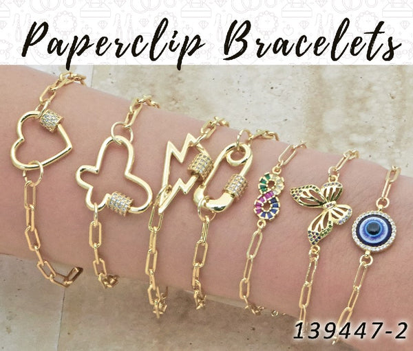 Gold Filled Bracelet — 18 Paperclip Bracelets in $5.55 ea — alternate product view — SKU 139447 | Oro Laminado brazalete — 18 Paperclip Bracelets in $5.55 ea — SKU 139447