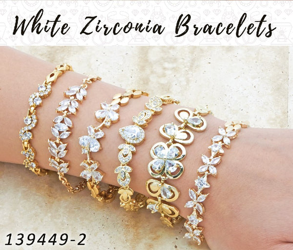Gold Filled Bracelet — 15 White Zirconia Bracelets in $6.67 ea — alternate product view — SKU 139449 | Oro Laminado brazalete — 15 blanco Zirconia Bracelets in $6.67 ea — SKU 139449