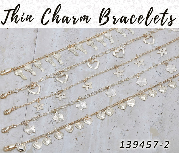 Gold Filled Bracelet — 25 Thin Charm Bracelets in $4.00 ea — alternate product view — SKU 139457 | Oro Laminado brazalete — 25 Thin Charm Bracelets in $4.00 ea — SKU 139457