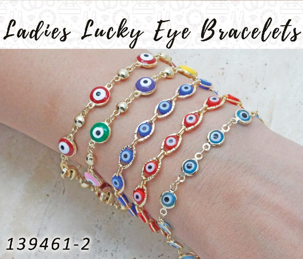 Gold Filled Bracelet — 25 Ladies Lucky Eye Bracelets in $4.00 ea — alternate product view — SKU 139461 | Oro Laminado brazalete — 25 Ladies Lucky Eye Bracelets in $4.00 ea — SKU 139461