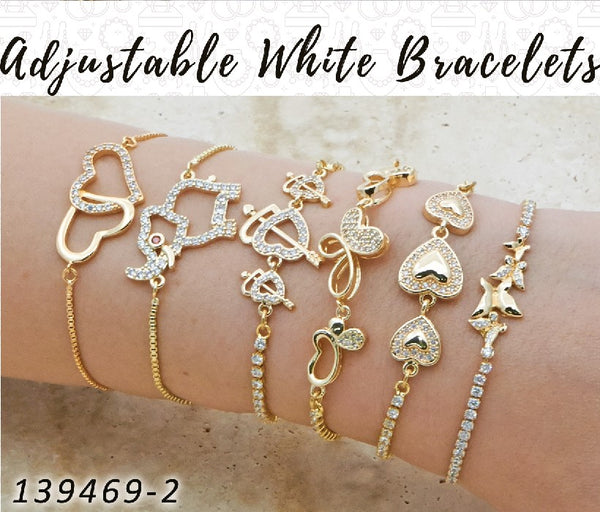Gold Filled Bracelet — 18 Adjustable White Bracelets in $5.55 ea — alternate product view — SKU 139469 | Oro Laminado brazalete — 18 Adjustable blanco Bracelets in $5.55 ea — SKU 139469