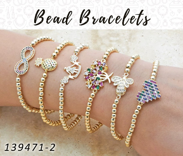 Gold Filled Bracelet — 15 Expandable Bead Bracelets in $6.67 ea — alternate product view — SKU 139471 | Oro Laminado brazalete — 15 Expandable Bead Bracelets in $6.67 ea — SKU 139471