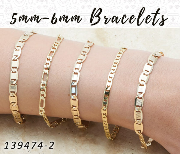 Gold Filled Bracelet — 20pcs of 5mm and 6mm Basic Bracelets in — alternate product view — SKU 139474 | Oro Laminado brazalete — 20pcs of 5mm and 6mm básico Bracelets in — SKU 139474