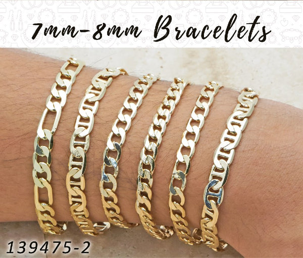 Gold Filled Bracelet — 15pcs of 7mm and 8mm Basic Bracelets in — alternate product view — SKU 139475 | Oro Laminado brazalete — 15pcs of 7mm and 8mm básico Bracelets in — SKU 139475