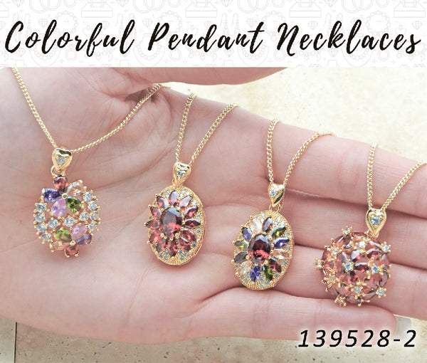 Gold Filled Necklace — 25 Colorful Pendant Necklaces in $4.00 ea — alternate product view — SKU 139528 | Oro Laminado collar — 25 Colorful Pendant Necklaces in $4.00 ea — SKU 139528