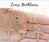 25 Colorful Cross Necklaces in Gold Layered ($4.00) ea