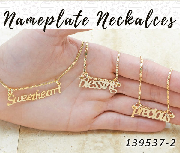 Gold Filled Necklace — 25 Nameplate Necklaces in $4.00 ea — alternate product view — SKU 139537 | Oro Laminado collar — 25 Nameplate Necklaces in $4.00 ea — SKU 139537