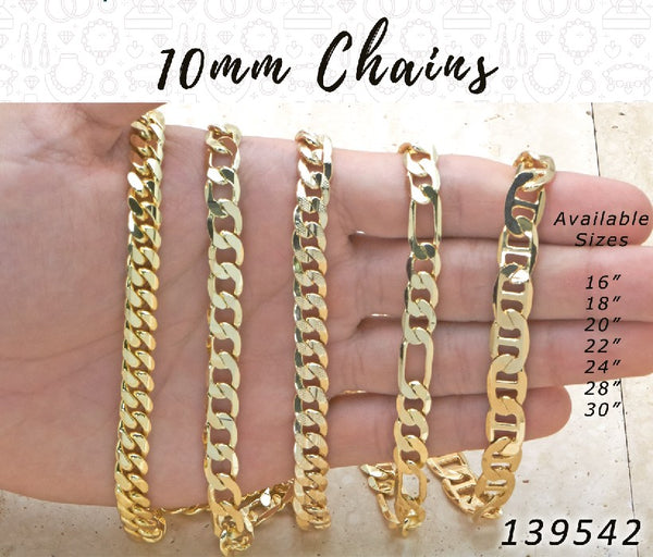 Gold Filled Chain — 10mm Assorted Chains — main product view — SKU 139542.30 | Oro Laminado cadena — 10mm Assorted Chains — SKU 139542.30