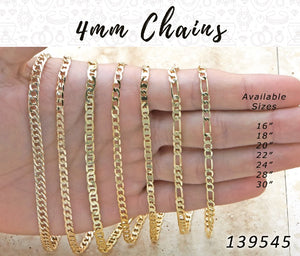 Gold Filled Chain — 4mm Assorted Chains — main product view — SKU 139545.24 | Oro Laminado cadena — 4mm Assorted Chains — SKU 139545.24