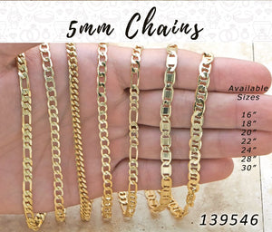 Gold Filled Chain — 5mm Assorted Chains — main product view — SKU 139546.24 | Oro Laminado cadena — 5mm Assorted Chains — SKU 139546.24
