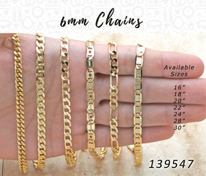 Gold Filled Chain — 6mm Assorted Chains — main product view — SKU 139547.30 | Oro Laminado cadena — 6mm Assorted Chains — SKU 139547.30