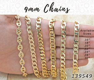 Gold Filled Chain — 9mm Assorted Chains — main product view — SKU 139549.30 | Oro Laminado cadena — 9mm Assorted Chains — SKU 139549.30