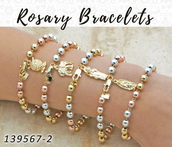 Gold Filled Bracelet — 18 Rosary Bracelets In $5.55 ea — alternate product view — SKU 139567 | Oro Laminado brazalete — 18 Rosary Bracelets In $5.55 ea — SKU 139567