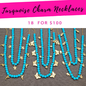 Gold Filled Necklace — 18 Turquoise Charm Necklaces $5.55 each for $ — main product view — SKU 139593 | Oro Laminado collar — 18 Turquoise Charm Necklaces $5.55 each for $ — SKU 139593