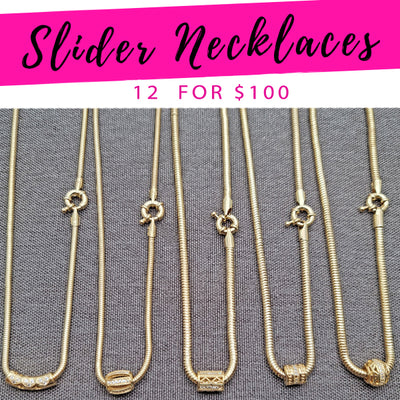 Gold Filled Necklace — 12 Slider Necklaces $8.33 each for $ for wholesale, main product view