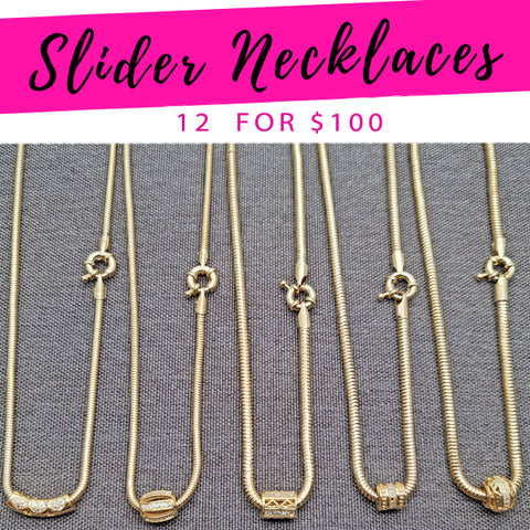 12 collares deslizantes ($8.33 cada uno) por $100 en capas de oro