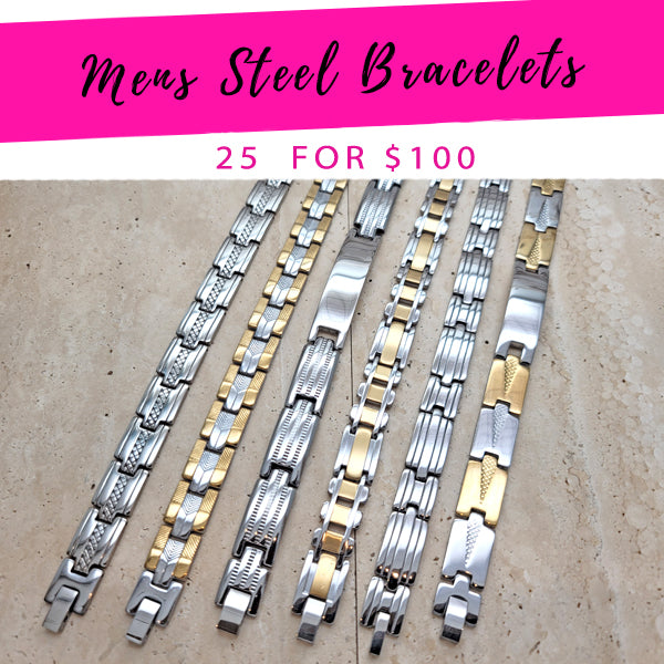 Stainless Steel Bracelet — 25 Bracelets $4.00 each for $ — main product view — SKU 139599 | Acero Inoxidable brazalete — 25 Bracelets $4.00 each for $ — SKU 139599