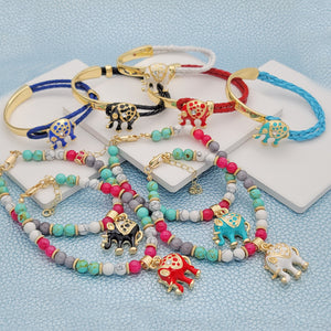 Gold Filled Bracelet — 12pcs Elephant Bangle and Bracelet in $8.33 ea — main product view — SKU 148660 | Oro Laminado brazalete — 12pcs Elephant Bangle and Bracelet in $8.33 ea — SKU 148660