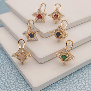 Gold Filled Jewelry — 24prs Mixed Omega Lock CZ Studs in $4.16 — main product view — SKU 148661 | Oro Laminado joyería — 24prs Mixed Omega Lock CZ Studs in $4.16 — SKU 148661
