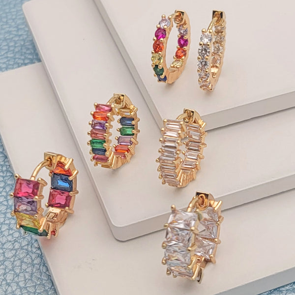 Gold Filled Jewelry — 18prs Inside Out CZ Huggies up to 20mm — main product view — SKU 148663 | Oro Laminado joyería — 18prs Inside Out CZ Huggies up to 20mm — SKU 148663