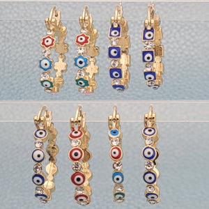 Gold Filled Hoop Earrings — 20prs Lucky Eye Hoops up to 20mm in — main product view — SKU 148665 | Oro Laminado aretes de aro — 20prs Lucky Eye Hoops up to 20mm in — SKU 148665