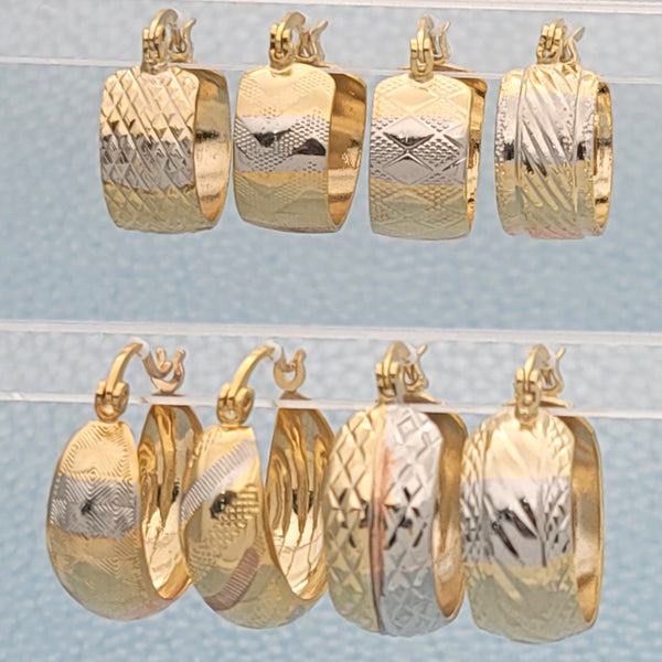 Gold Filled Hoop Earrings — 28prs of Diamond Cut wide Hoops up to — main product view — SKU 148667 | Oro Laminado aretes de aro — 28prs of Diamond Cut wide Hoops up to — SKU 148667