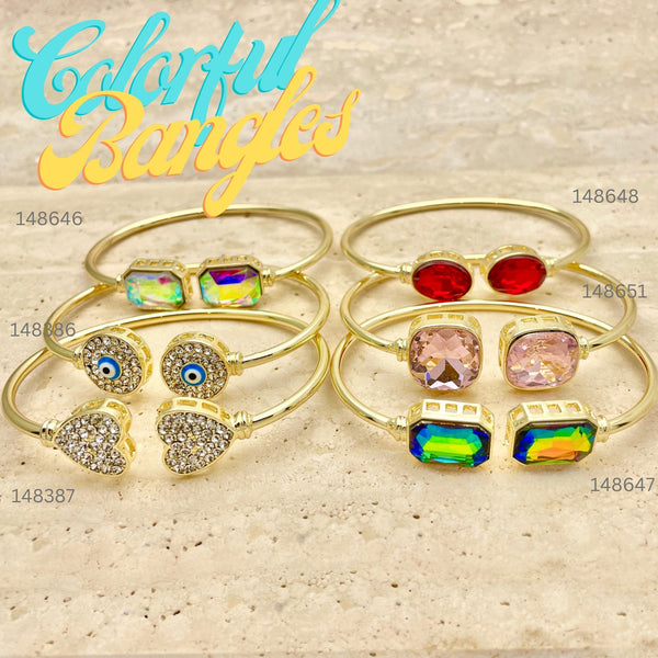 Gold Filled Jewelry — 15pcs of Colorful Stone Bangles in $6.67 ea — alternate product view — SKU 151266 | Oro Laminado joyería — 15pcs of Colorful Stone Bangles in $6.67 ea — SKU 151266