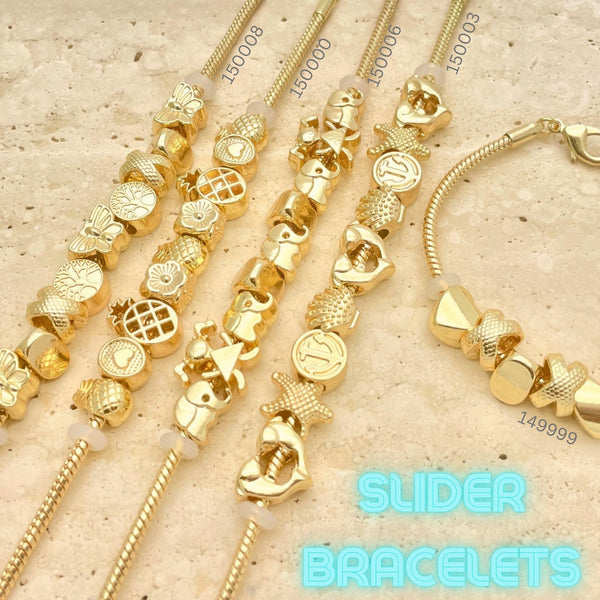 Gold Filled Bracelet — 12pcs of New Slider Charm Bracelets in $8.33 — alternate product view — SKU 151267 | Oro Laminado brazalete — 12pcs of New Slider Charm Bracelets in $8.33 — SKU 151267