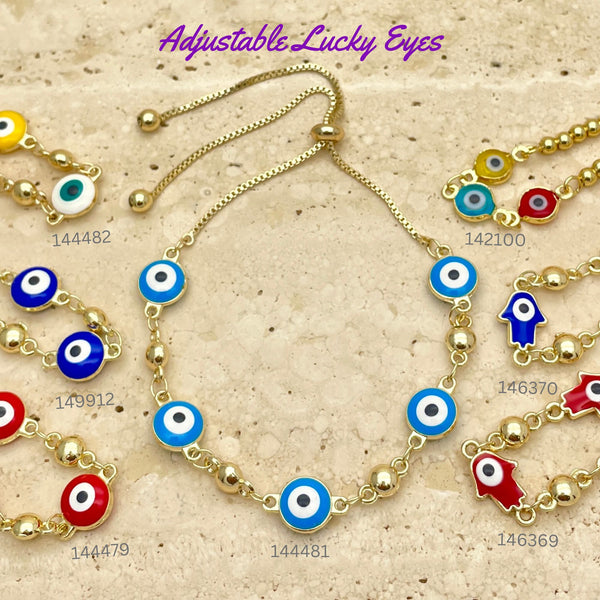 Gold Filled Bracelet — 20pcs of New Adjustable Eyes Bracelets in $5.00 — alternate product view — SKU 151269 | Oro Laminado brazalete — 20pcs of New Adjustable Eyes Bracelets in $5.00 — SKU 151269