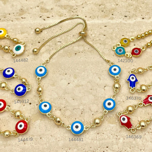Gold Filled Bracelet — 20pcs of New Adjustable Eyes Bracelets in $5.00 — main product view — SKU 151269 | Oro Laminado brazalete — 20pcs of New Adjustable Eyes Bracelets in $5.00 — SKU 151269