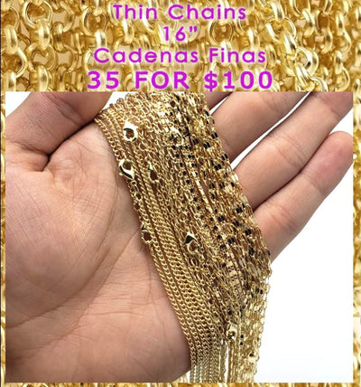 Gold Filled Chain — 35pcs Thin Chains 16" $2.85 ea Assorted Mixed for wholesale, main product view
