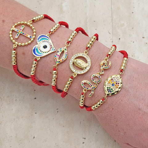 18 Red String Good Luck Gold Layered Bracelets ($5.55) ea