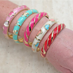 Gold Filled Jewelry — 20 Trendy Enamel Enamel Bangles $5.00 ea — main product view — SKU 141567 | Oro Laminado joyería — 20 Trendy Enamel Enamel Bangles $5.00 ea — SKU 141567