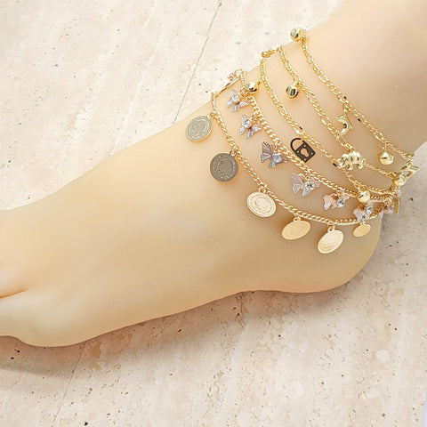 20 Assorted Charm Gold Layered Anklets ($5.00) ea