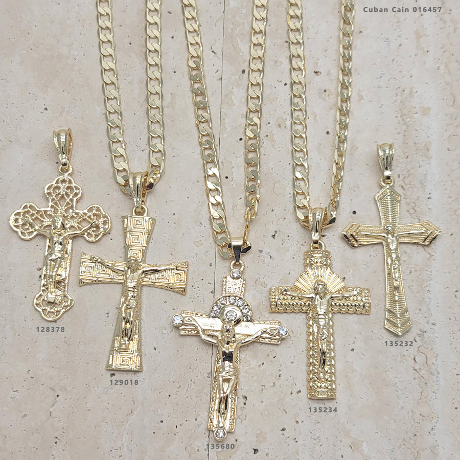 Gold Filled Pendant — 10 Chain and Cross Pendant Sets for Men for wholesale, main product view