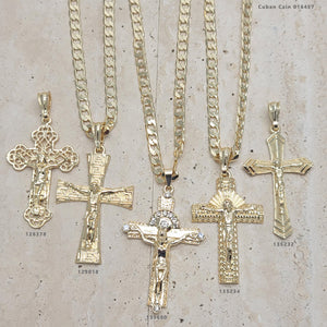 Gold Filled Pendant — 10 Chain and Cross Pendant Sets for Men — main product view — SKU 141560 | Oro Laminado dije — 10 Chain and cruz Pendant Sets for Men — SKU 141560
