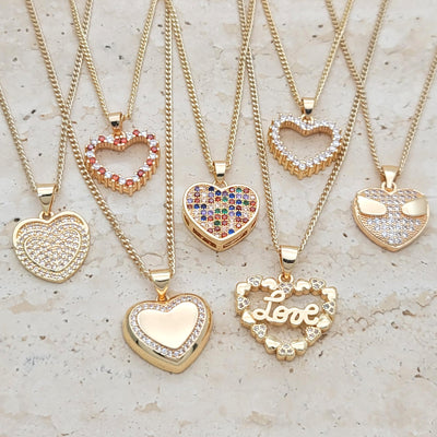 Gold Filled Necklace — 25 CZ Heart Necklace $4.00 each for $ for wholesale, main product view
