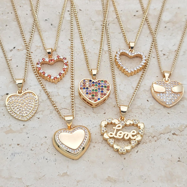 Gold Filled Necklace — 25 CZ Heart Necklace $4.00 each for $ — main product view — SKU 132180 | Oro Laminado collar — 25 CZ corazón Necklace $4.00 each for $ — SKU 132180
