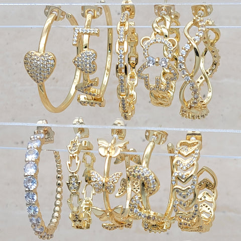 14prs of CZ Hoop Earrings in Gold Layered ($7.14) ea