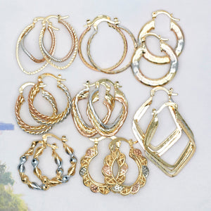 Gold Filled Hoop Earrings — 30 Medium Tricolor Hoops Bundle Kit $3.33 ea — main product view — SKU 128007 | Oro Laminado aretes de aro — 30 Medium Tricolor Hoops Bundle Kit $3.33 ea — SKU 128007
