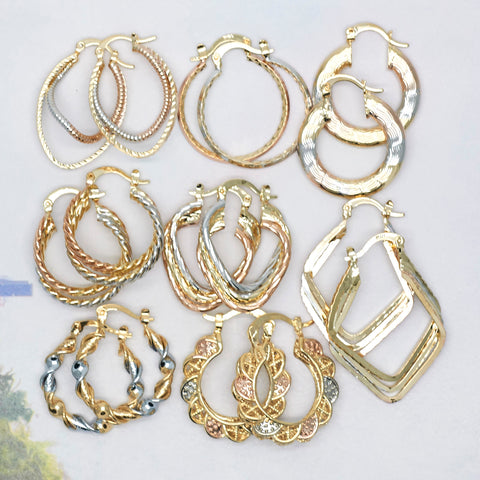 30 Medium Gold Filled Tricolor Hoops Bundle Kit ($3.33 ea) Assorted Mixed Styles