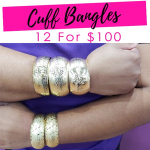 Gold Filled Jewelry — 12 Cuff Bangles $8.33 each for $ — main product view — SKU 132115 | Oro Laminado joyería — 12 Cuff Bangles $8.33 each for $ — SKU 132115