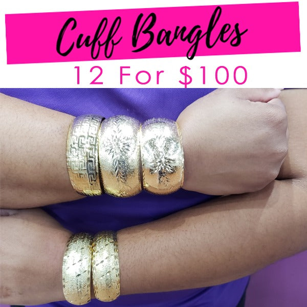12 Cuff Bangles ($8.33 each) for $100 Gold Layered