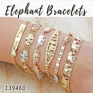 Gold Filled Bracelet — 20 Elephant Bracelets in $5.00 ea — main product view — SKU 139460 | Oro Laminado brazalete — 20 Elephant Bracelets in $5.00 ea — SKU 139460